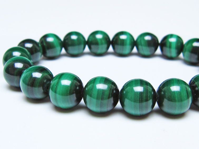マラカイト ブレスレット 10mm メール便可 一点物 111-51899