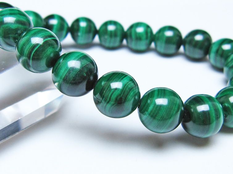 マラカイト ブレスレット 10mm メール便可 一点物 111-51918