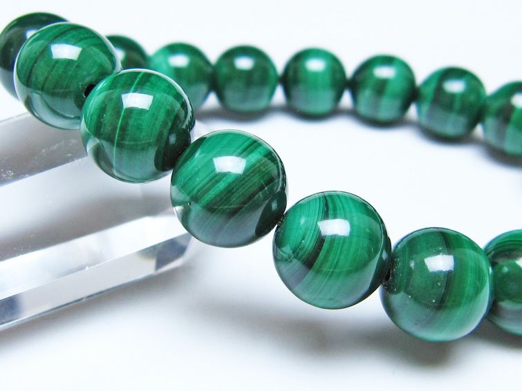 マラカイト ブレスレット 12mm メール便可 一点物 111-51921