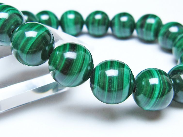 マラカイト ブレスレット 12mm メール便可 一点物 111-51922