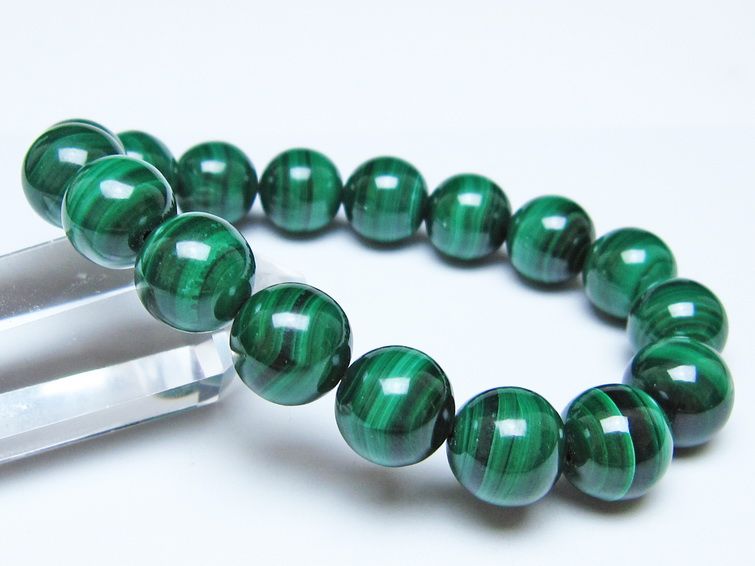 マラカイト ブレスレット 12mm 一点物 111-51925