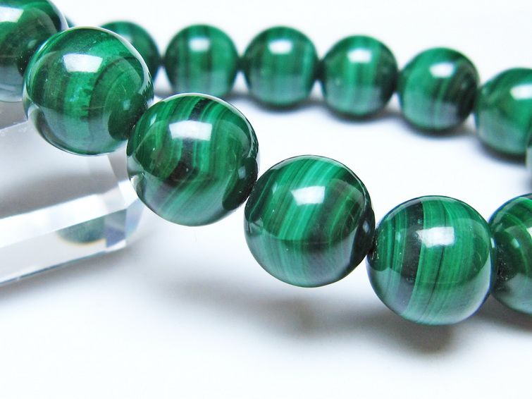 マラカイト ブレスレット 12mm 一点物 111-51925