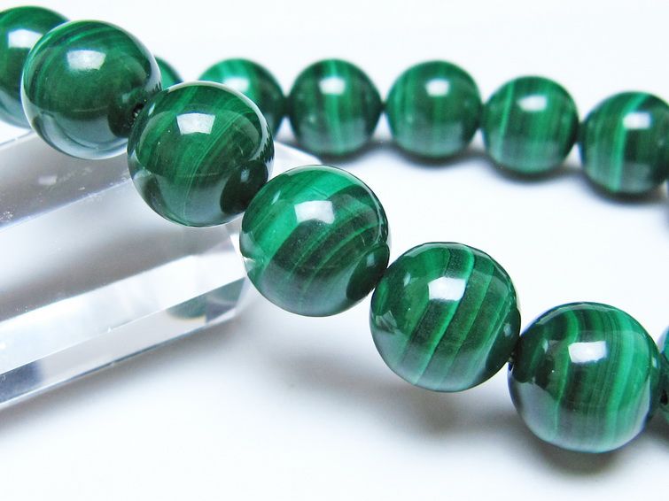 マラカイト ブレスレット 12mm メール便可 一点物 111-51926