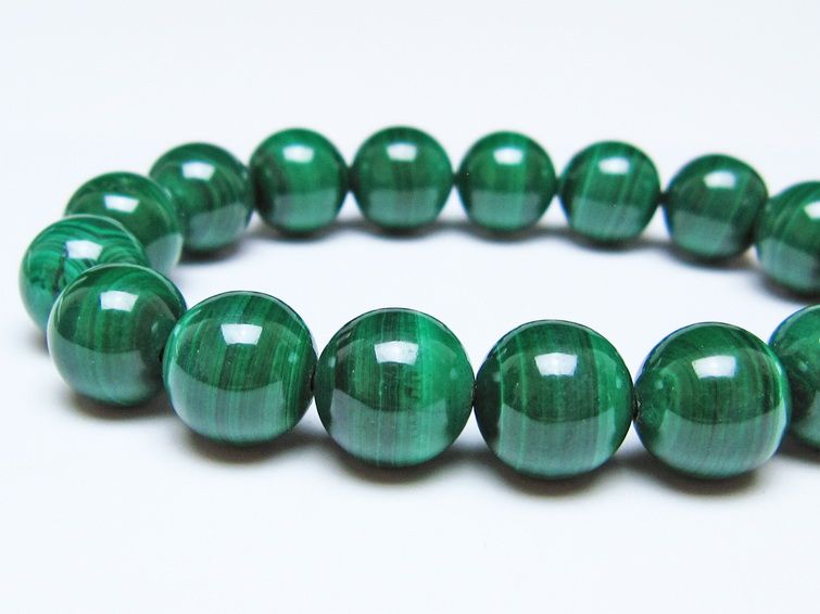 マラカイト ブレスレット 12mm メール便可 一点物 111-51927