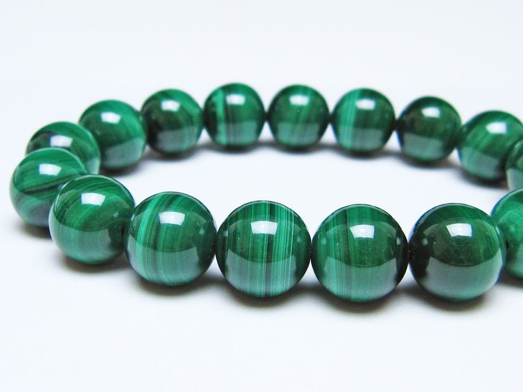 マラカイト ブレスレット 12mm メール便可 一点物 111-51929