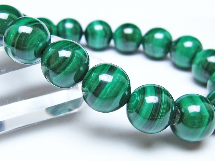 マラカイト ブレスレット 12mm メール便可 一点物 111-51930