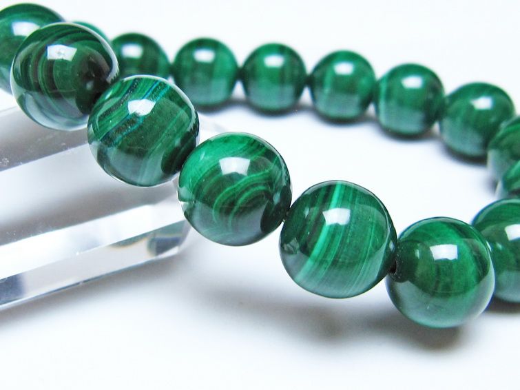 マラカイト ブレスレット 12mm メール便可 一点物 111-51931
