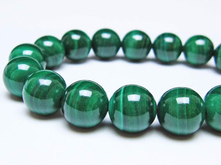 マラカイト ブレスレット 12mm メール便可 一点物 111-51931