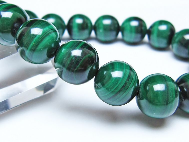 マラカイト ブレスレット 12mm 一点物 111-51934