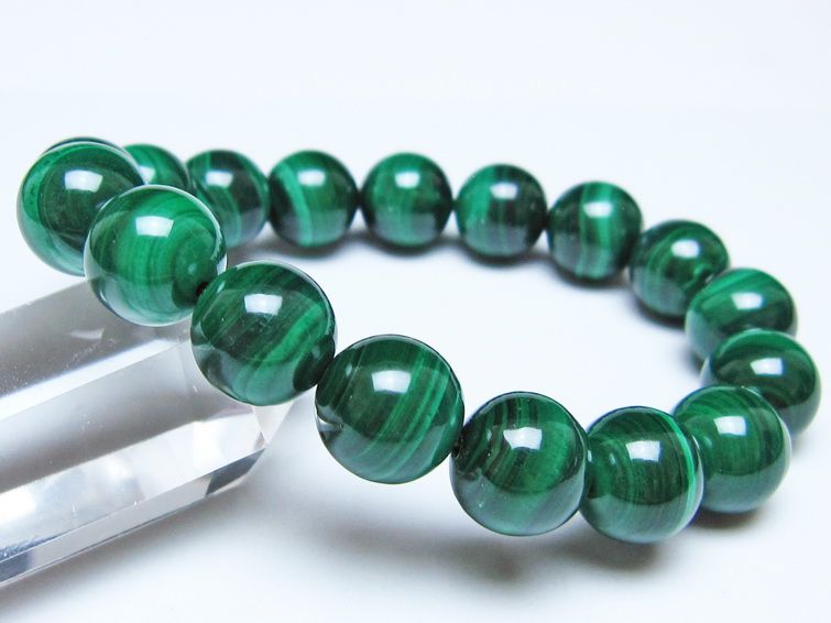 マラカイト ブレスレット 12mm 一点物 111-51935