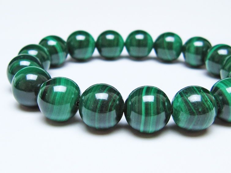 マラカイト ブレスレット 12mm 一点物 111-51935