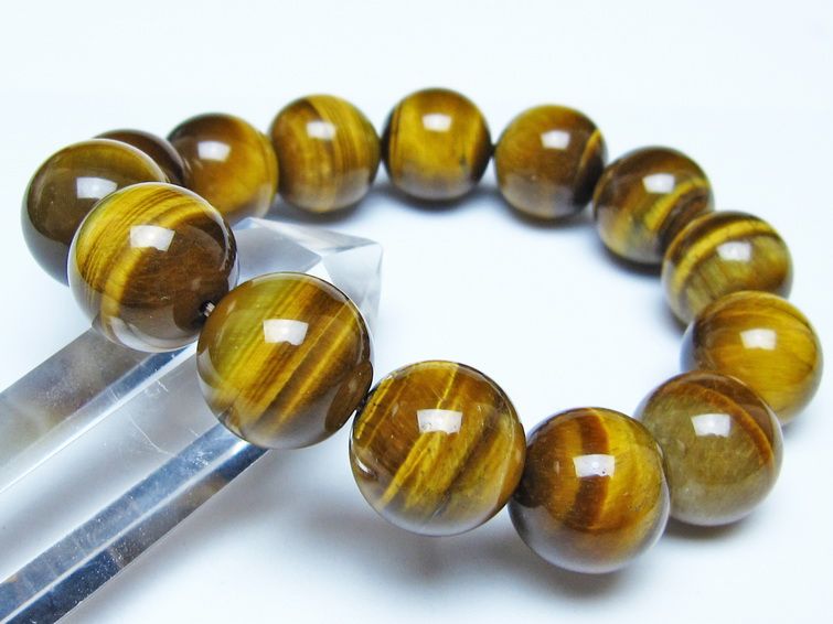 タイガーアイ ブレスレット 16mm イエロータイガーアイ メール便可 一点物 111-52270
