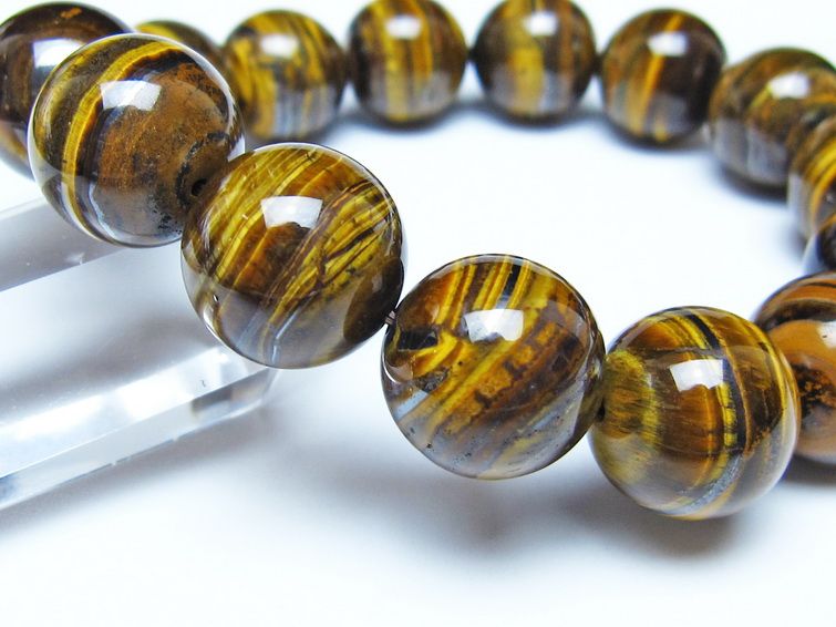 タイガーアイ ブレスレット 16mm イエロータイガーアイ メール便可 一点物 111-52271