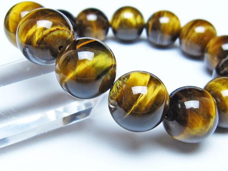 タイガーアイ ブレスレット 16mm イエロータイガーアイ メール便可 一点物 111-52280