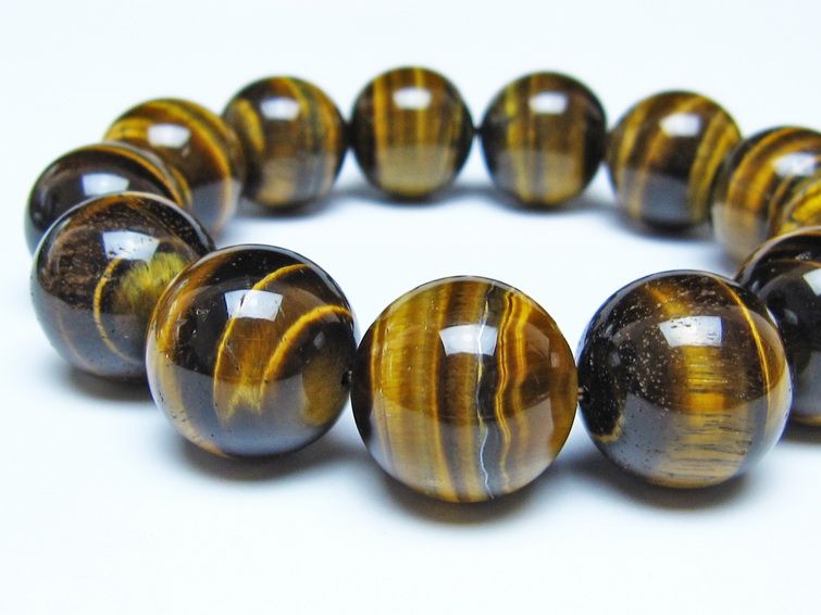 タイガーアイ ブレスレット 18mm イエロータイガーアイ メール便可 一点物 111-52286