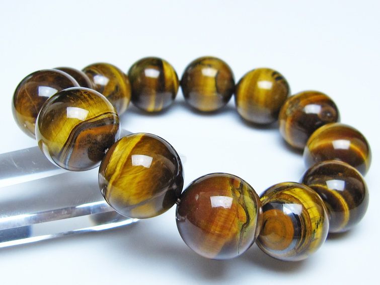 タイガーアイ ブレスレット 18mm イエロータイガーアイ メール便可 一点物 111-52289