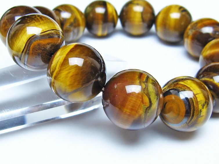 タイガーアイ ブレスレット 18mm イエロータイガーアイ メール便可 一点物 111-52289