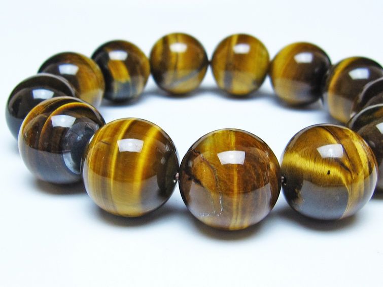 タイガーアイ ブレスレット 18mm イエロータイガーアイ メール便可 一点物 111-52297