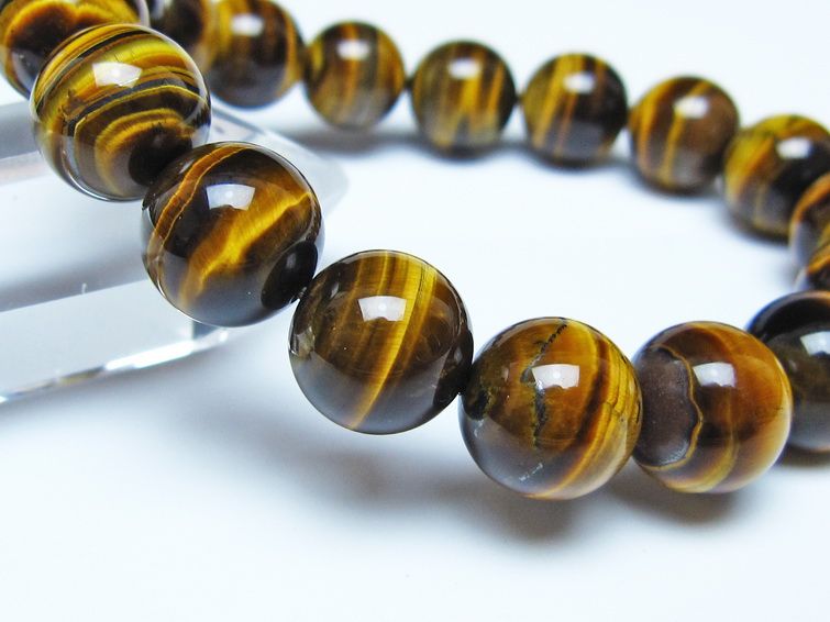 タイガーアイ ブレスレット 12mm イエロータイガーアイ メール便可 一点物 111-52326