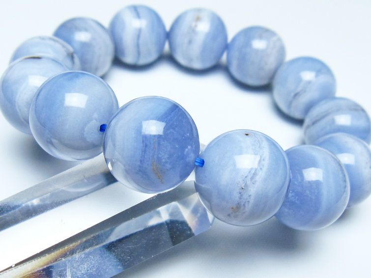 ブルーレースアゲート ブレスレット 17mm メール便可 一点物 111-52362