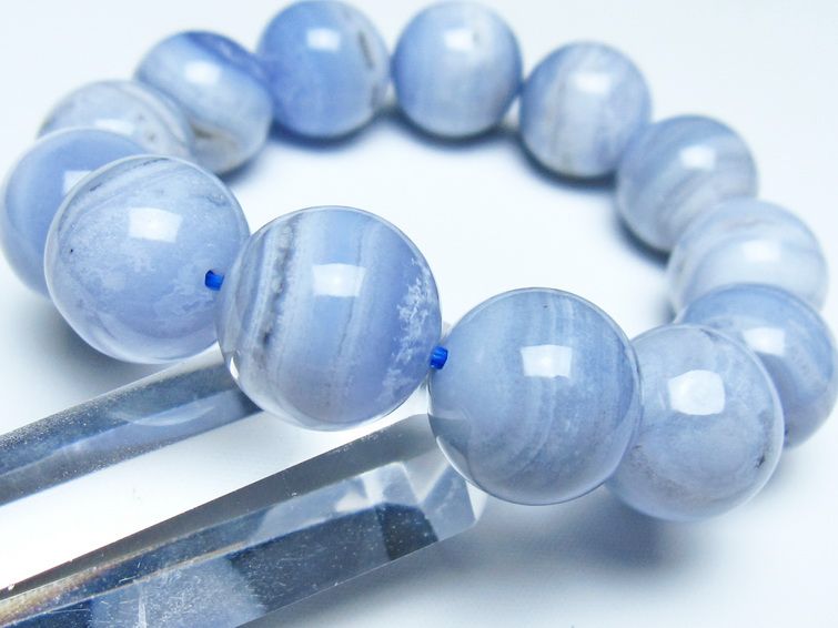 ブルーレースアゲート ブレスレット 17mm メール便可 一点物 111-52363