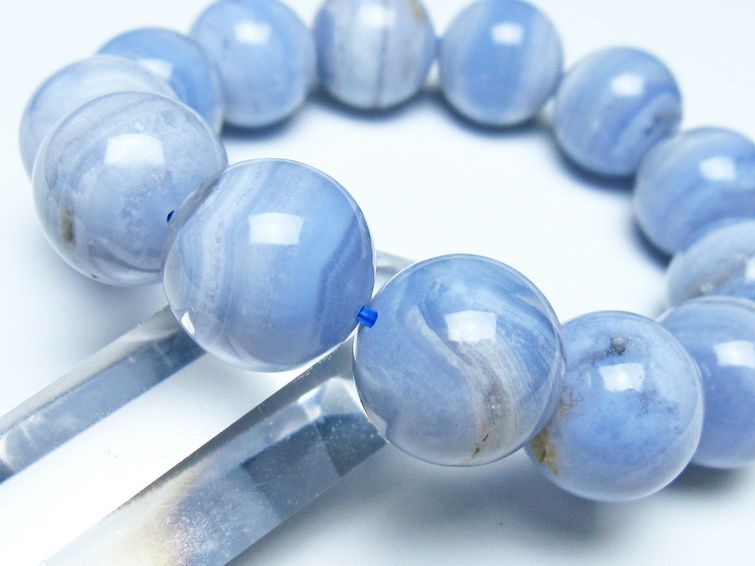 ブルーレースアゲート ブレスレット 17mm メール便可 一点物 111-52365