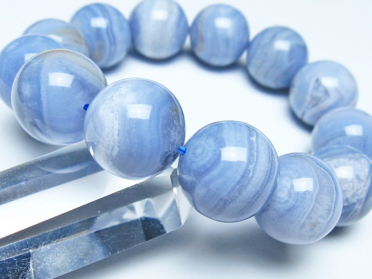 ブルーレースアゲート ブレスレット 17mm メール便可 一点物 111-52366