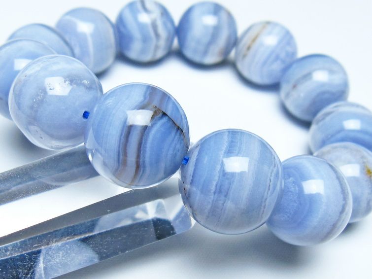 ブルーレースアゲート ブレスレット 17mm メール便可 一点物 111-52369