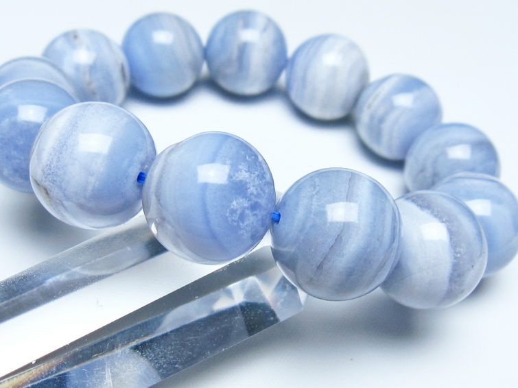 ブルーレースアゲート ブレスレット 17mm メール便可 一点物 111-52370