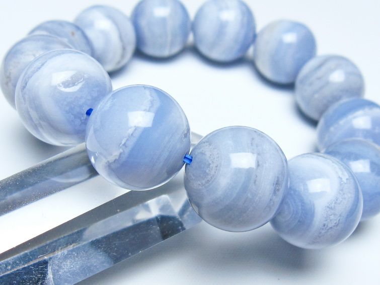 ブルーレースアゲート ブレスレット 17mm メール便可 一点物 111-52371