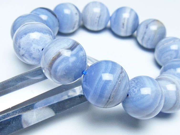 ブルーレースアゲート ブレスレット 18mm メール便可 一点物 111-52372