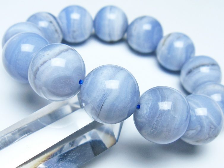 ブルーレースアゲート ブレスレット 17mm メール便可 一点物 111-52373