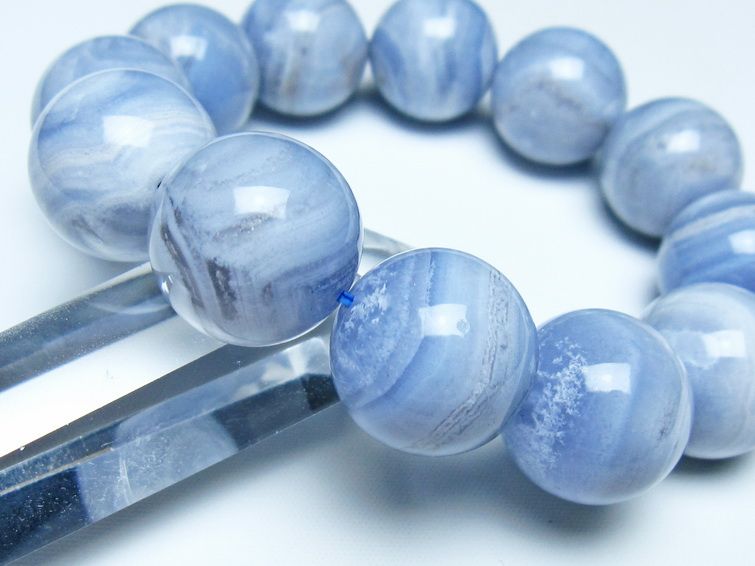 ブルーレースアゲート ブレスレット 19mm  一点物 111-52380