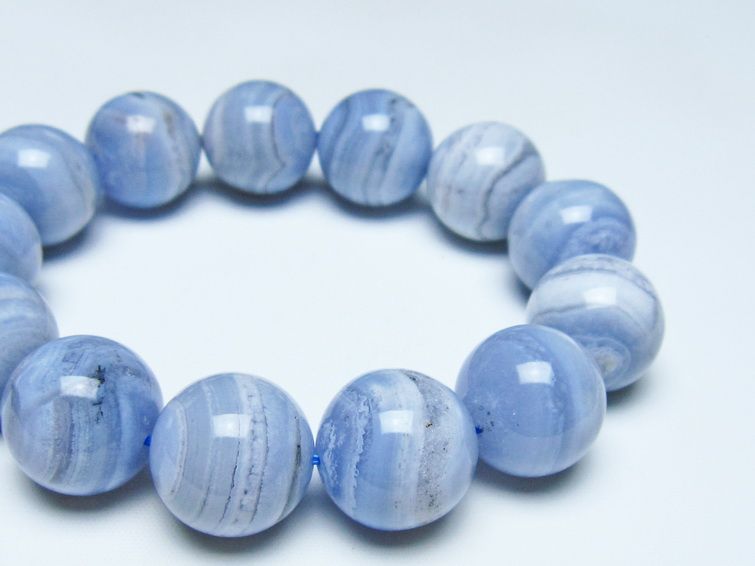 ブルーレースアゲート ブレスレット 18mm  一点物 111-52395