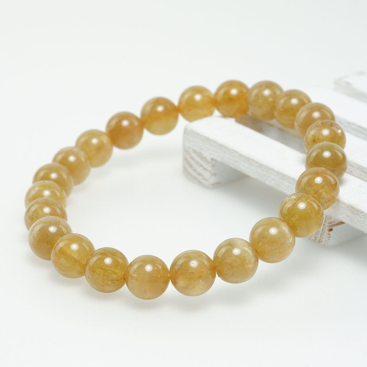 イエローアパタイト ブレスレット キャッツアイ 8mm メール便可 一点物 111-52797
