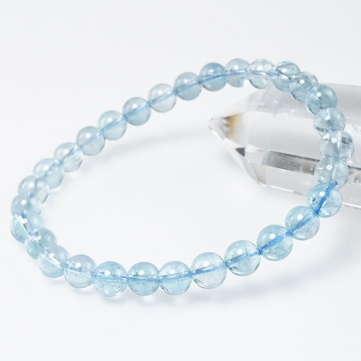 ブルートパーズ ブレスレット 6mm トパーズ 一点物 メール便可 111-53650