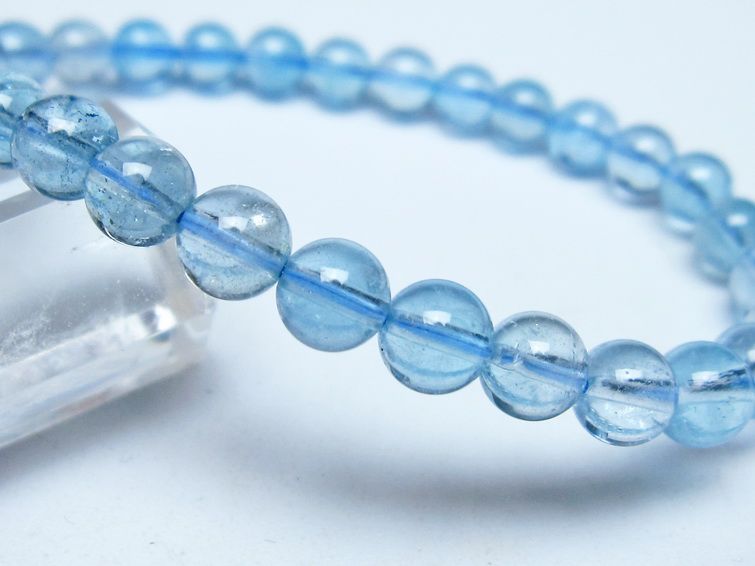 ブルートパーズ ブレスレット 6mm トパーズ 一点物 メール便可 111-53650