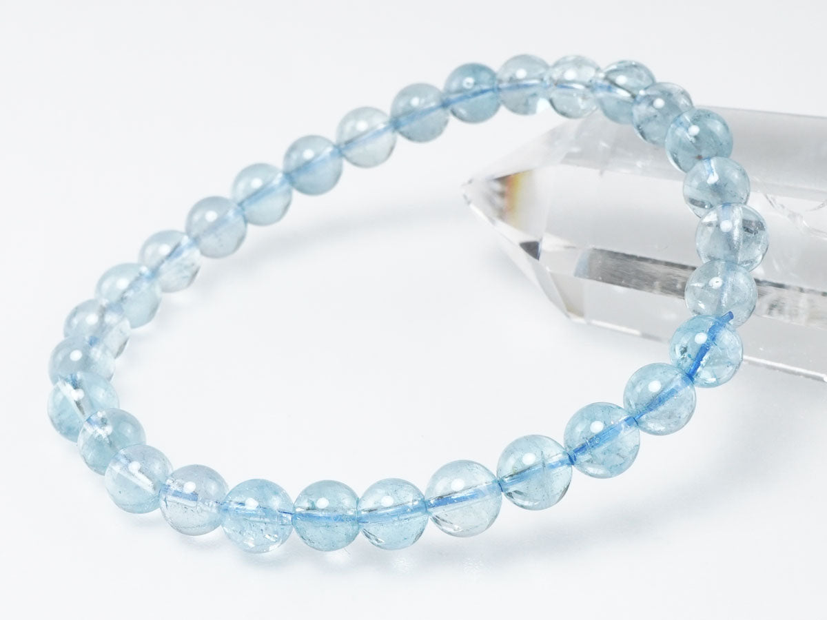 ブルートパーズ ブレスレット 6mm トパーズ 一点物 メール便可 111-53650