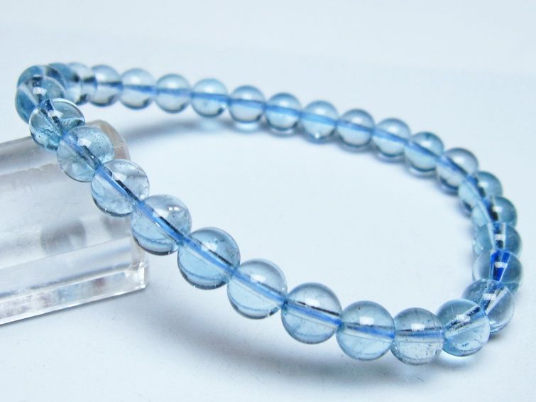 ブルートパーズ ブレスレット 6mm トパーズ 一点物 メール便可 111-53683