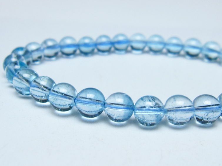 ブルートパーズ ブレスレット 6mm トパーズ 一点物 111-53711