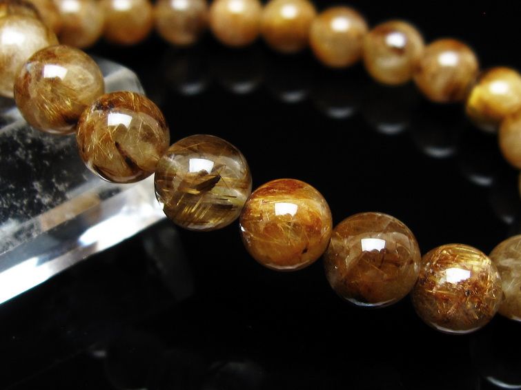 タイチンルチルクォーツ ブレスレット 8mm ルチルクォーツ ブラウンゴールド 111-53764