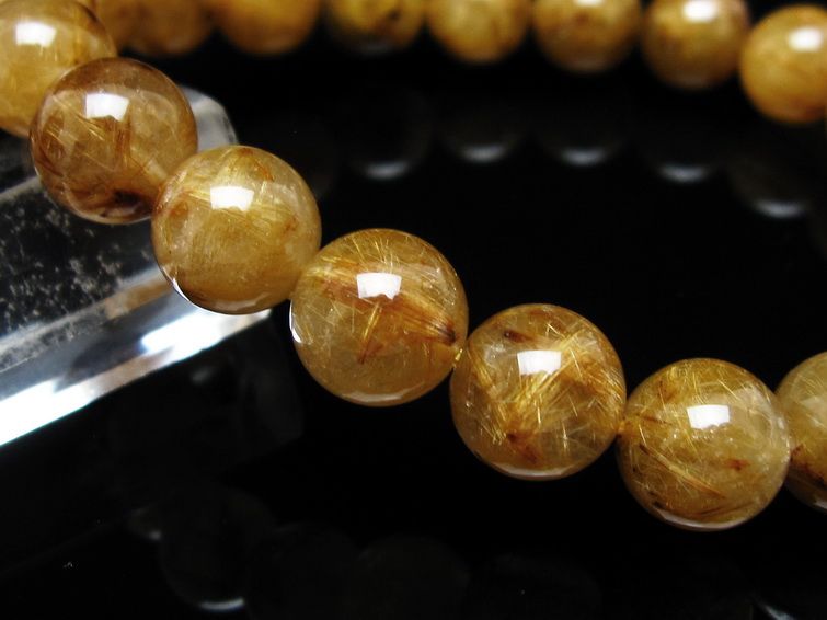 タイチンルチルクォーツ ブレスレット 10mm ルチルクォーツ ブラウンゴールド 111-53773