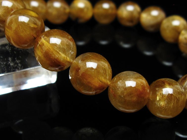 タイチンルチルクォーツ ブレスレット 11mm ルチルクォーツ ブラウンゴールド 111-53774