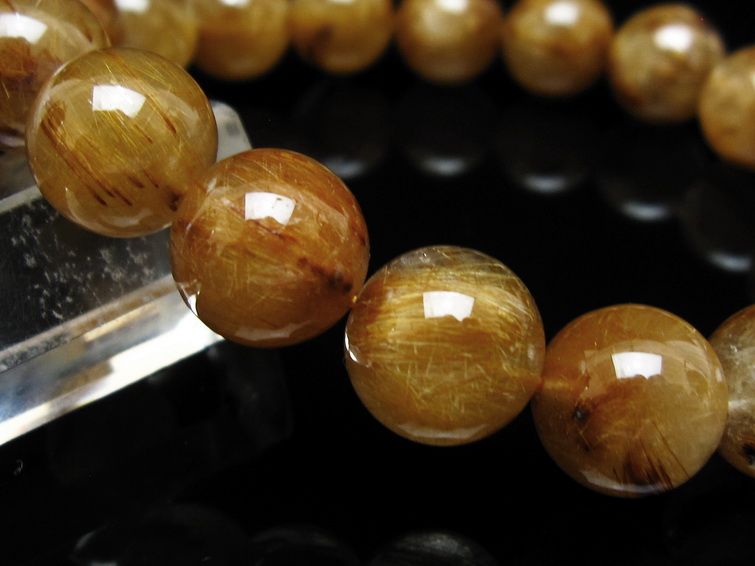 タイチンルチルクォーツ ブレスレット 12mm ルチルクォーツ ブラウンゴールド 111-53775