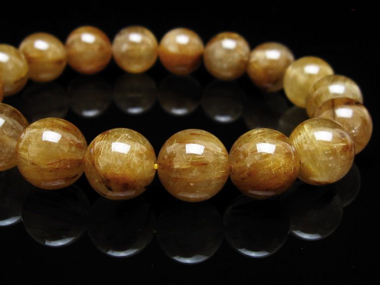 タイチンルチルクォーツ ブレスレット 12mm ルチルクォーツ ブラウンゴールド 111-53775