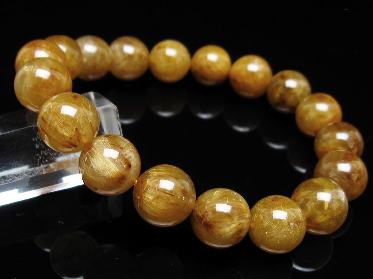 タイチンルチルクォーツ ブレスレット 12mm ルチルクォーツ ブラウンゴールド 111-53776