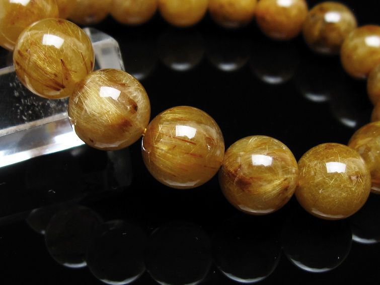 タイチンルチルクォーツ ブレスレット 12mm ルチルクォーツ ブラウンゴールド 111-53776