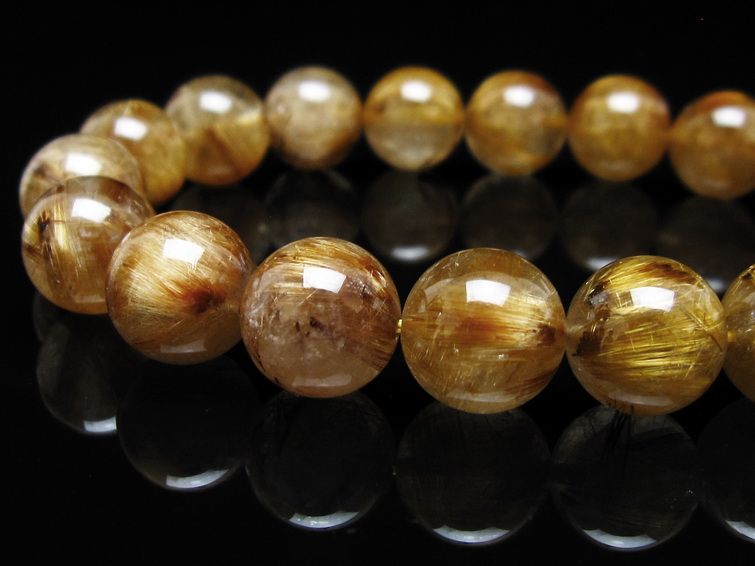タイチンルチルクォーツ ブレスレット 12mm ルチルクォーツ ブラウンゴールド 111-53777