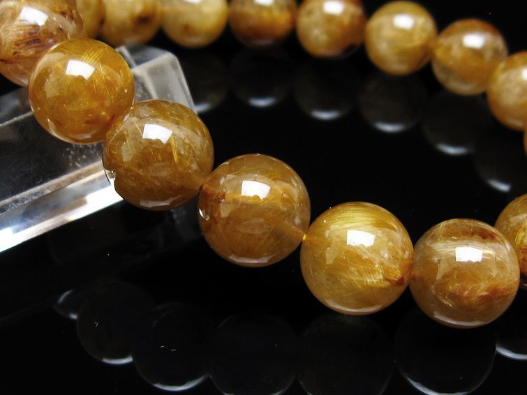 タイチンルチルクォーツ ブレスレット 13mm ルチルクォーツ ブラウンゴールド 111-53778