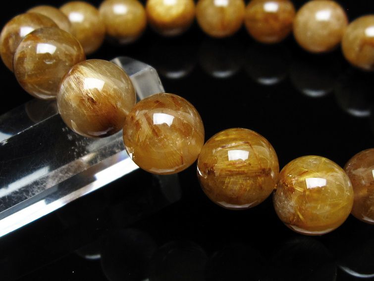 タイチンルチルクォーツ ブレスレット 12mm ルチルクォーツ ブラウンゴールド 111-53779